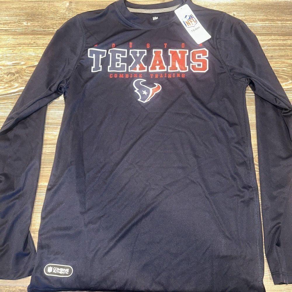 CJ Stroud Houston Texans Mens Small Combine Tee. Long Sleeve. Blue. NWT. Z